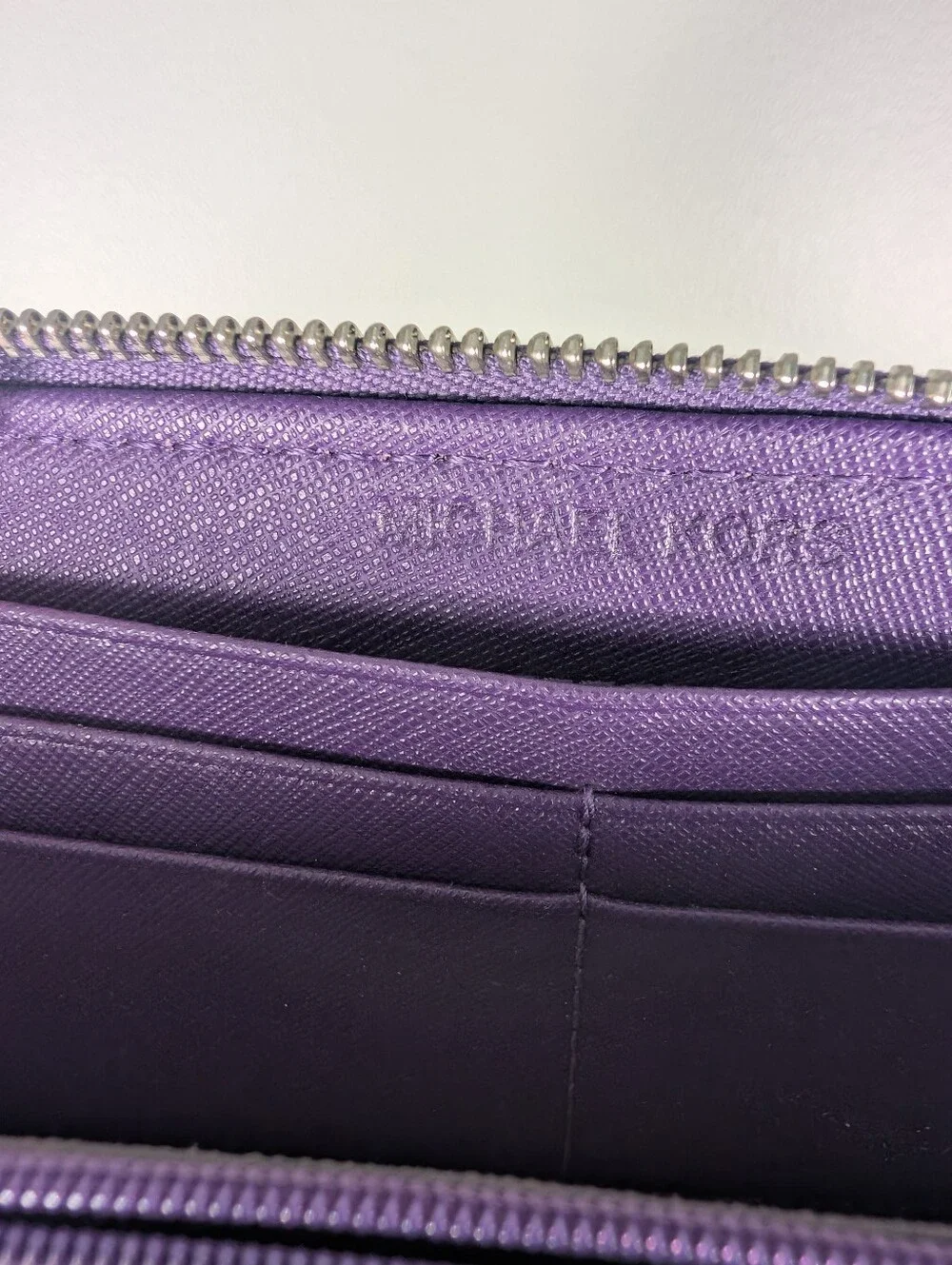 Michael Kors Purple Zip-Around Saffiano Leather Wallet